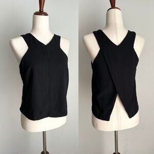 Lulus Party Time Sleeveless Top Size S Black High Neck Crossover Open Tulip Back